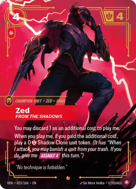 Zed, From the Shadows Vendetta