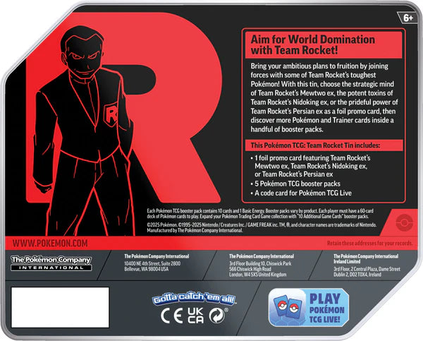 Pokémon TCG: Mewtwo EX Team Rocket Tin Sealed