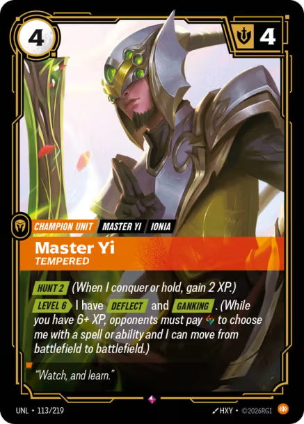 Master Yi, Unleashed and Tempered